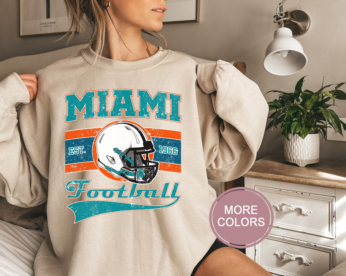 Miami Football Sweatshirt, Vintage Miami Crewneck, Retro Miami Sweatshirt, Miami Varsity Sweatshirt, Miami Long Sleeve