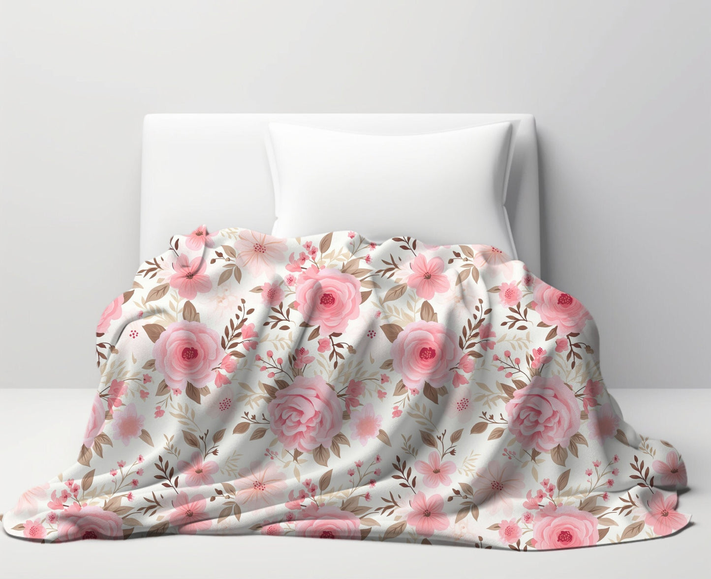 Floral Throw Blanket Pink Rose Blanket, Botanical Throw Blanket Gift for Flower Lovers, Gift for Gardener, Floral Fleece, Flower Home Decor