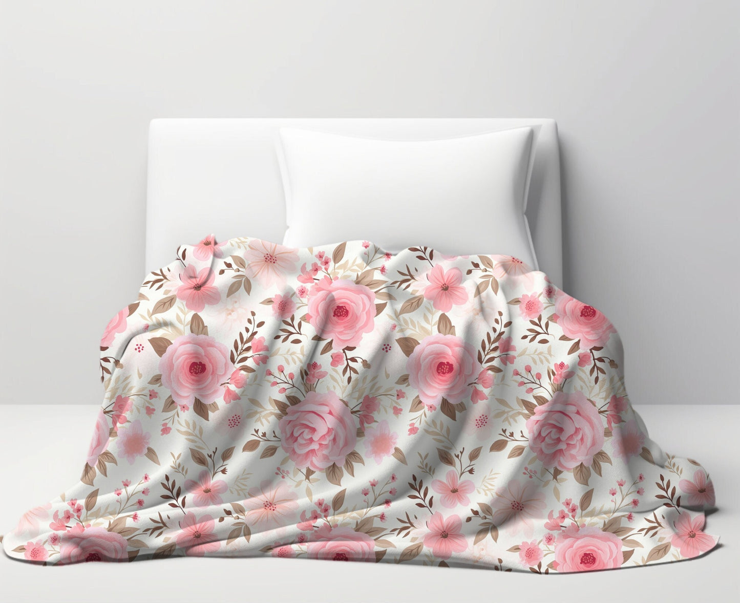 Floral Throw Blanket Pink Rose Blanket, Botanical Throw Blanket Gift for Flower Lovers, Gift for Gardener, Floral Fleece, Flower Home Decor