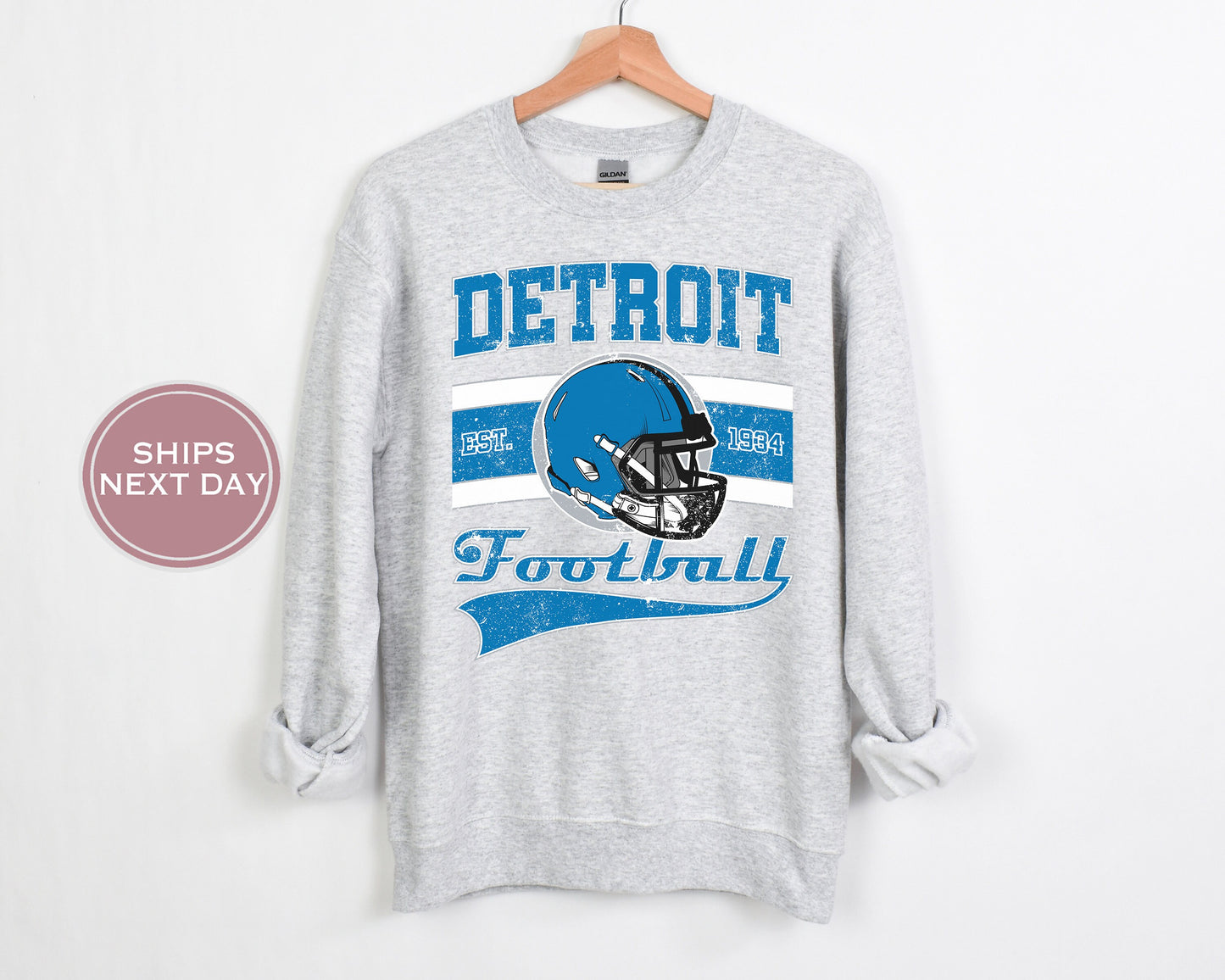 Detroit Football Sweatshirt, Vintage Detroit Crewneck, Retro Detroit Sweatshirt, Detroit Varsity Sweatshirt, Detroit Long Sleeve