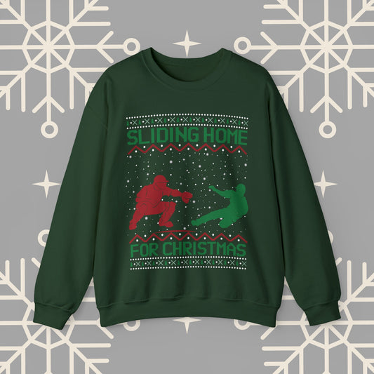 Sliding Home for Christmas, Baseball Christmas , Ugly Christmas , Funny Baseball Sweatshirt, Christmas Party