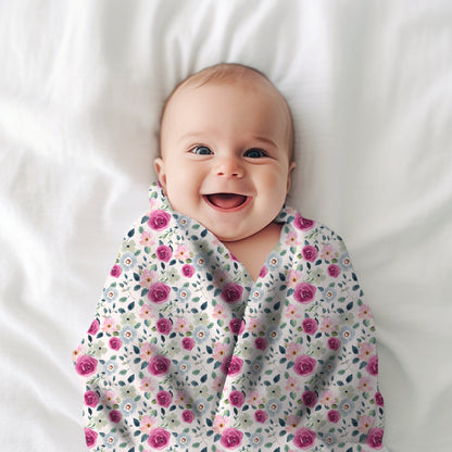 Pink Floral Throw Blanket, Pink Rose Blanket, Gift for Gardeners, Floral Home Decor, Pink Floral Bedding, Pink Flower Bedspread Botanical