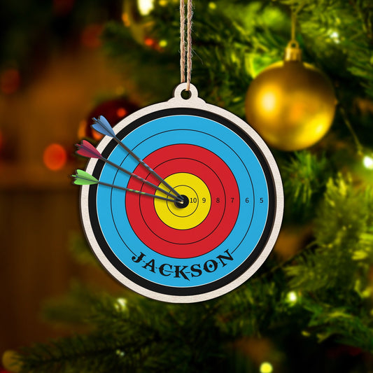 Personalized Archery Layered Wood Ornament, Custom Archery Christmas Tree Ornament, Archery Christmas Home Decor, Xmas Gift for Archer