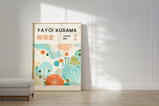 Yayoi Kusama Print - Japanese Wall Art - Home Wall Decor as Abstract Yayoi Kusama Poster - Yayoi Kusama Inspired Japanese Gallery Wall Art