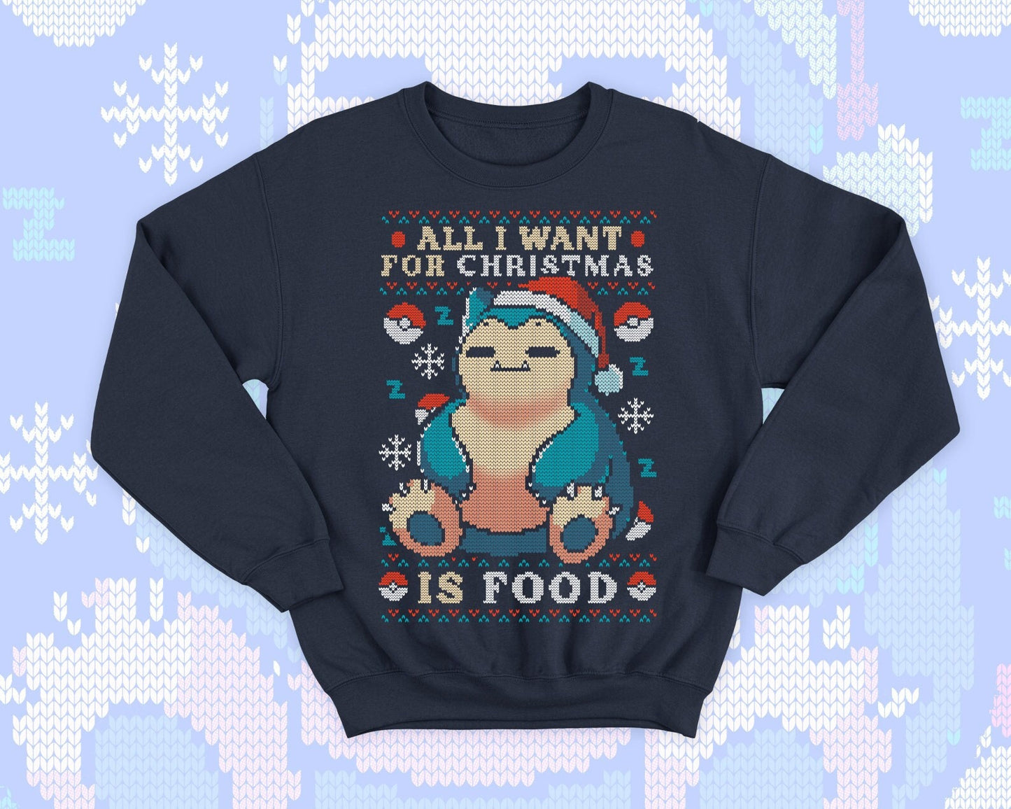 Cute gamer Ugly Christmas - Hungry and Kawaii sweatshirt gift - video game monster - All I want for Christmas is Food - Eat Sleep
