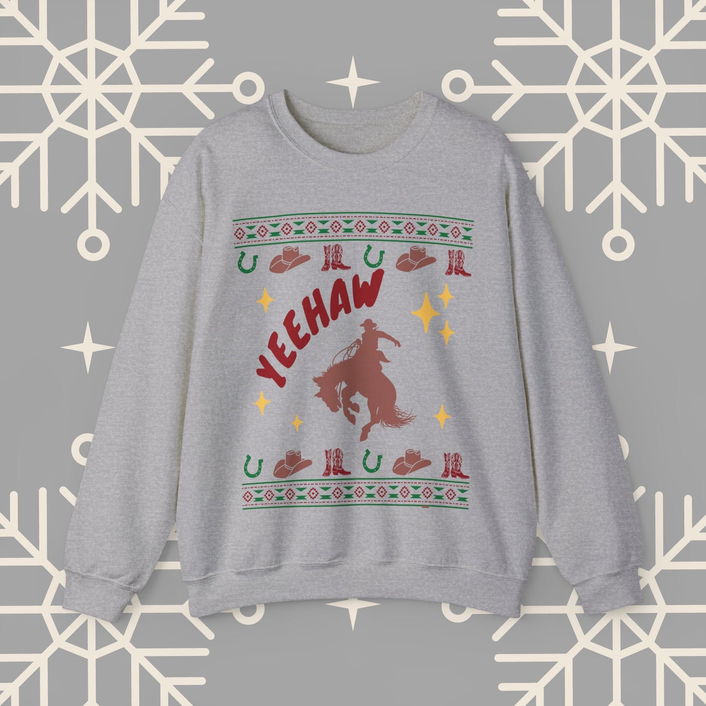 Cowboy Christmas Sweatshirt, Horse Riding Ugly Christmas , Yeehaw Funny Holiday Crewneck Jumper, Cowboy Gifts
