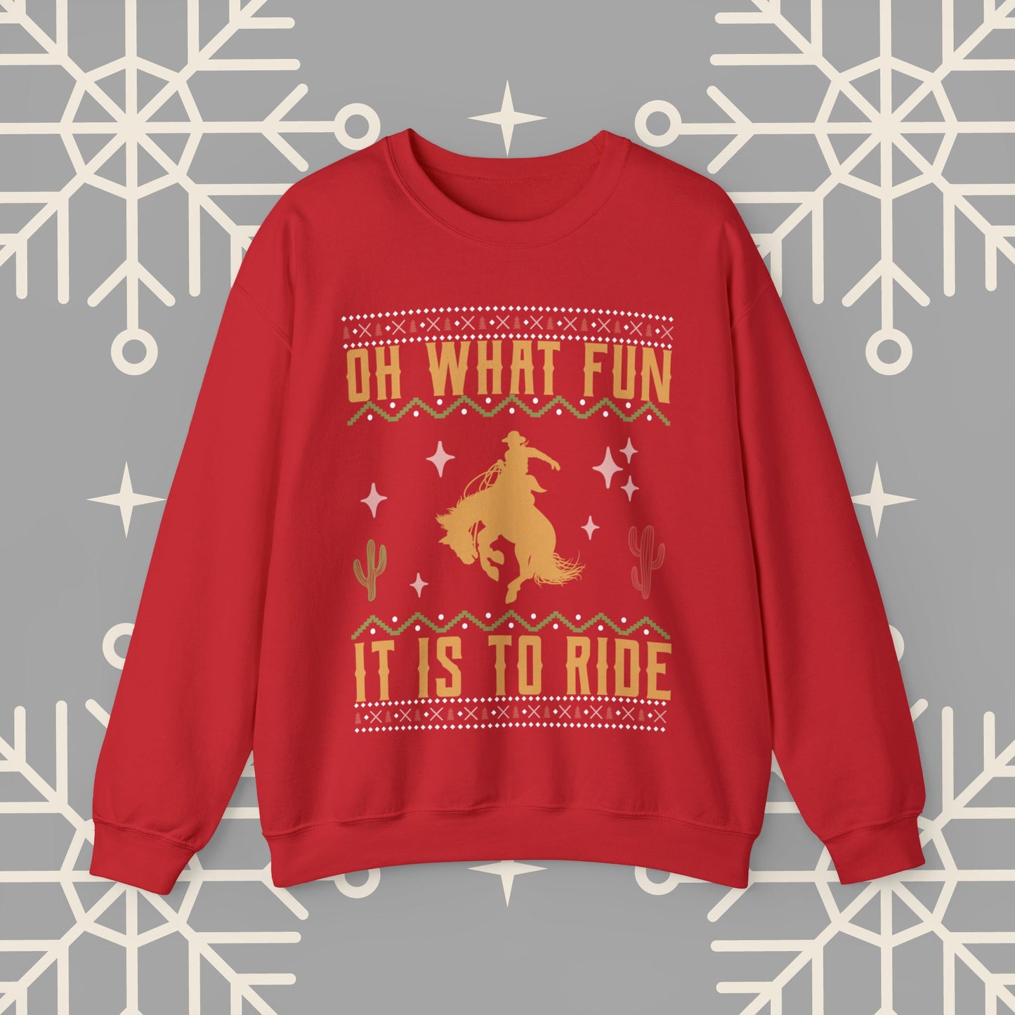 Oh What Fun It Is To Ride Cowboy Christmas Sweatshirt, Western Christmas Crewneck, Cowgirl Shirt, Horse Riding , Rodeo Xmas