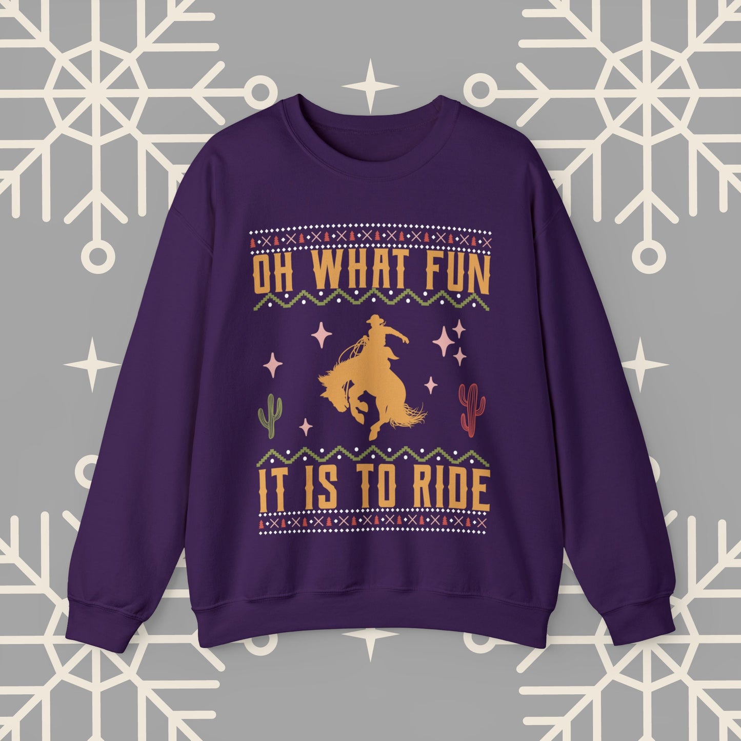 Oh What Fun It Is To Ride Cowboy Christmas Sweatshirt, Western Christmas Crewneck, Cowgirl Shirt, Horse Riding , Rodeo Xmas