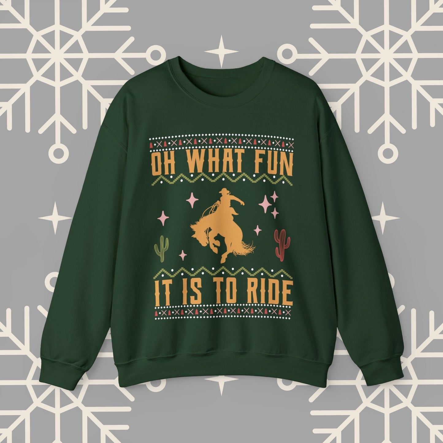Oh What Fun It Is To Ride Cowboy Christmas Sweatshirt, Western Christmas Crewneck, Cowgirl Shirt, Horse Riding , Rodeo Xmas