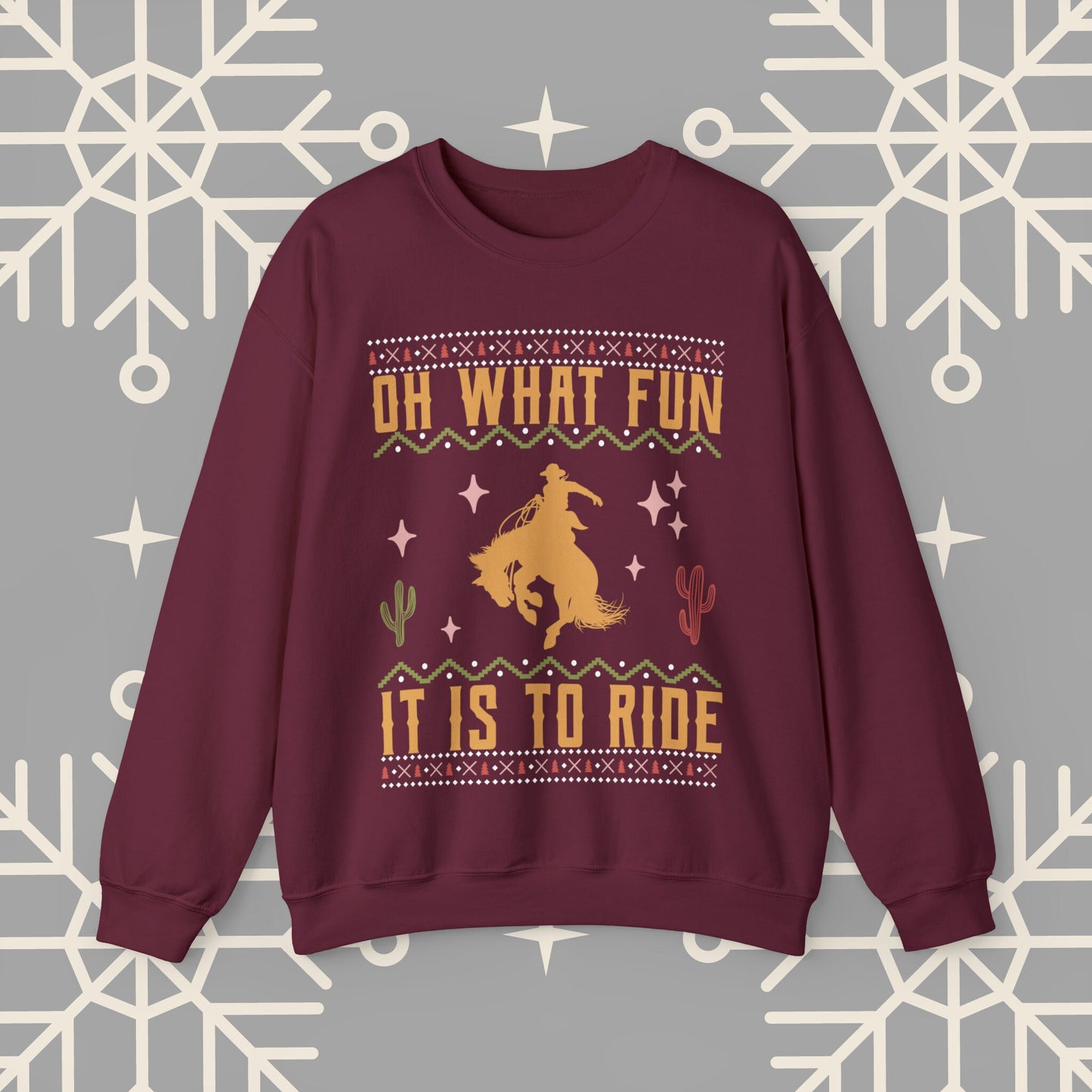 Oh What Fun It Is To Ride Cowboy Christmas Sweatshirt, Western Christmas Crewneck, Cowgirl Shirt, Horse Riding , Rodeo Xmas