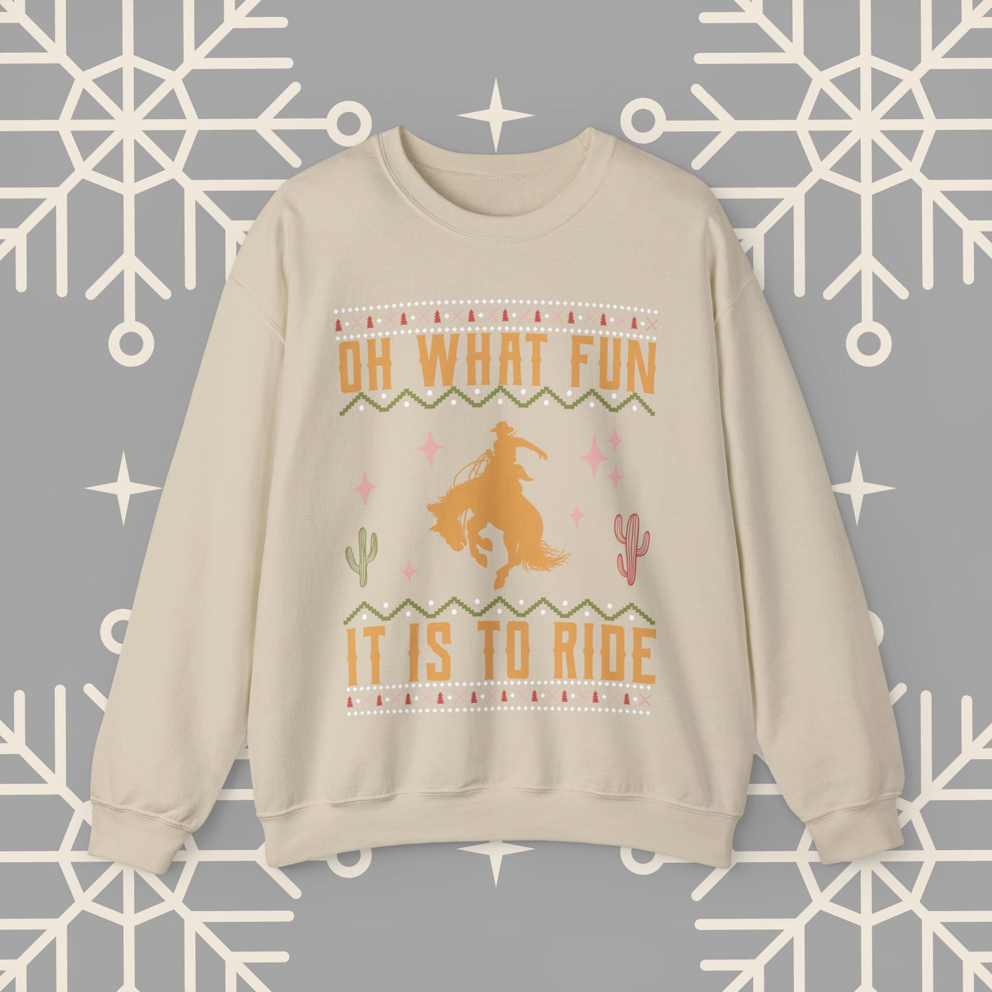 Oh What Fun It Is To Ride Cowboy Christmas Sweatshirt, Western Christmas Crewneck, Cowgirl Shirt, Horse Riding , Rodeo Xmas