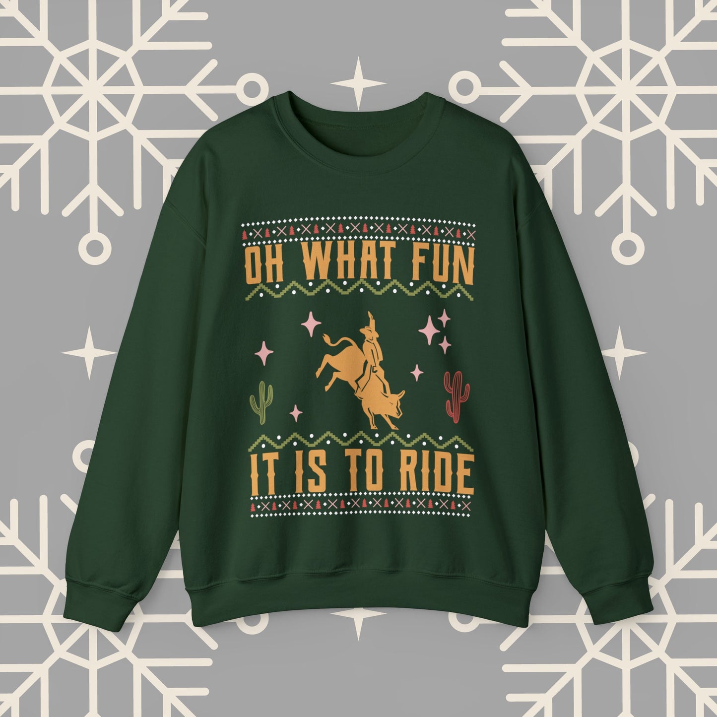Cowboy Christmas Sweatshirt, Oh What Fun It Is To Ride, Bull Riding , Funny Christmas Jumper, Rodeo Holiday Party Shirt