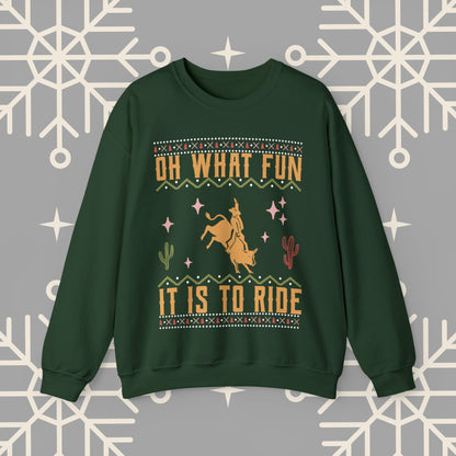 Cowboy Christmas Sweatshirt, Oh What Fun It Is To Ride, Bull Riding , Funny Christmas Jumper, Rodeo Holiday Party Shirt