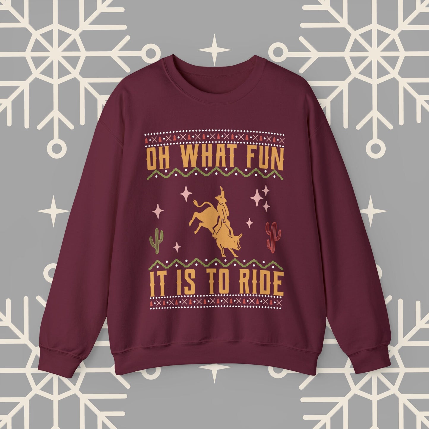 Cowboy Christmas Sweatshirt, Oh What Fun It Is To Ride, Bull Riding , Funny Christmas Jumper, Rodeo Holiday Party Shirt