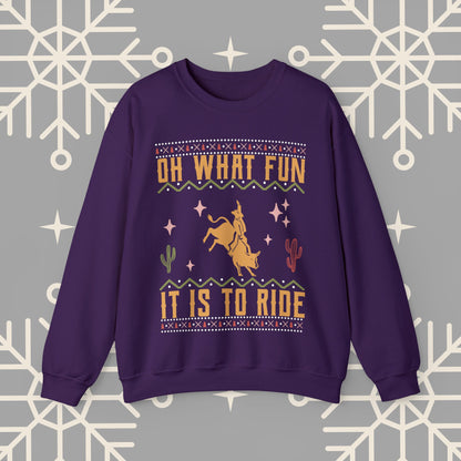 Cowboy Christmas Sweatshirt, Oh What Fun It Is To Ride, Bull Riding , Funny Christmas Jumper, Rodeo Holiday Party Shirt