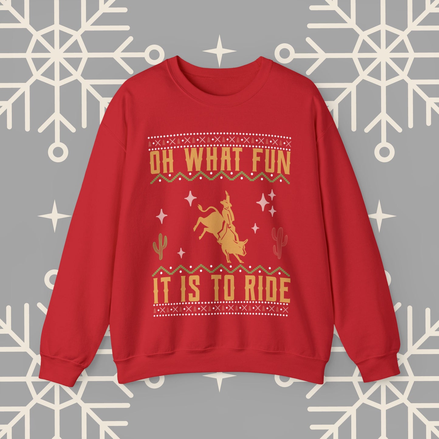 Cowboy Christmas Sweatshirt, Oh What Fun It Is To Ride, Bull Riding , Funny Christmas Jumper, Rodeo Holiday Party Shirt