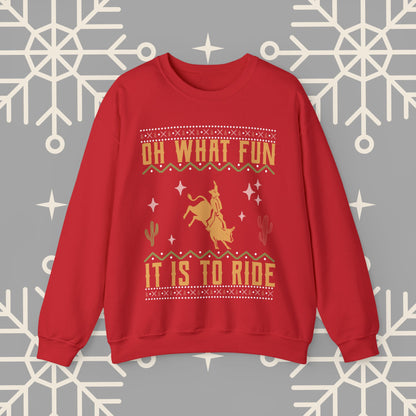 Cowboy Christmas Sweatshirt, Oh What Fun It Is To Ride, Bull Riding , Funny Christmas Jumper, Rodeo Holiday Party Shirt