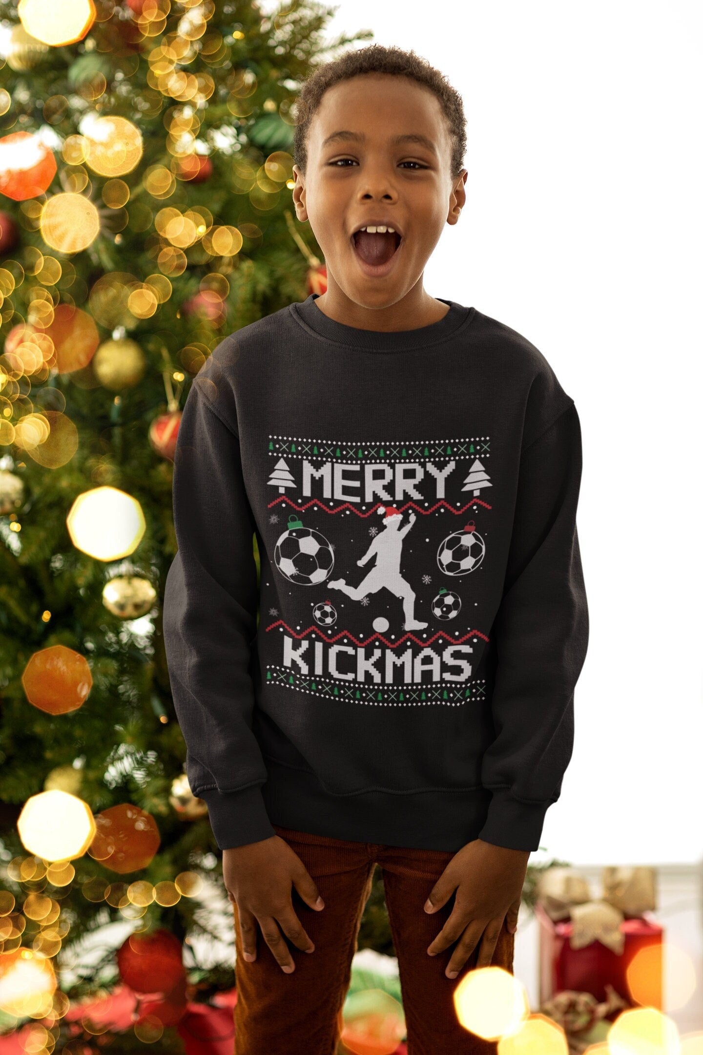 YOUTH Merry Kickmas Ugly Christmas , Funny Christmas Sweatshirt, Youth Soccer Sweatshirt, Kids Soccer Shirt, Soccer Gifts