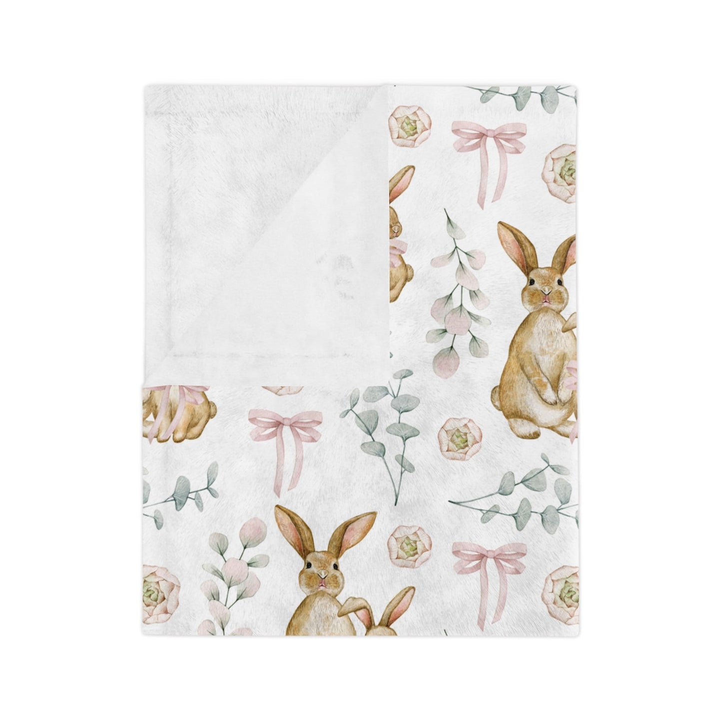 Bunny Throw Blanket Easter Home Decor, Spring Home Decor, Easter Bunny Velveteen Minky Blanket, Spring Bunny Bedspread, Easter Bunny Bedding