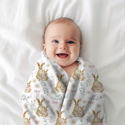 Bunny Throw Blanket Easter Home Decor, Spring Home Decor, Easter Bunny Velveteen Minky Blanket, Spring Bunny Bedspread, Easter Bunny Bedding