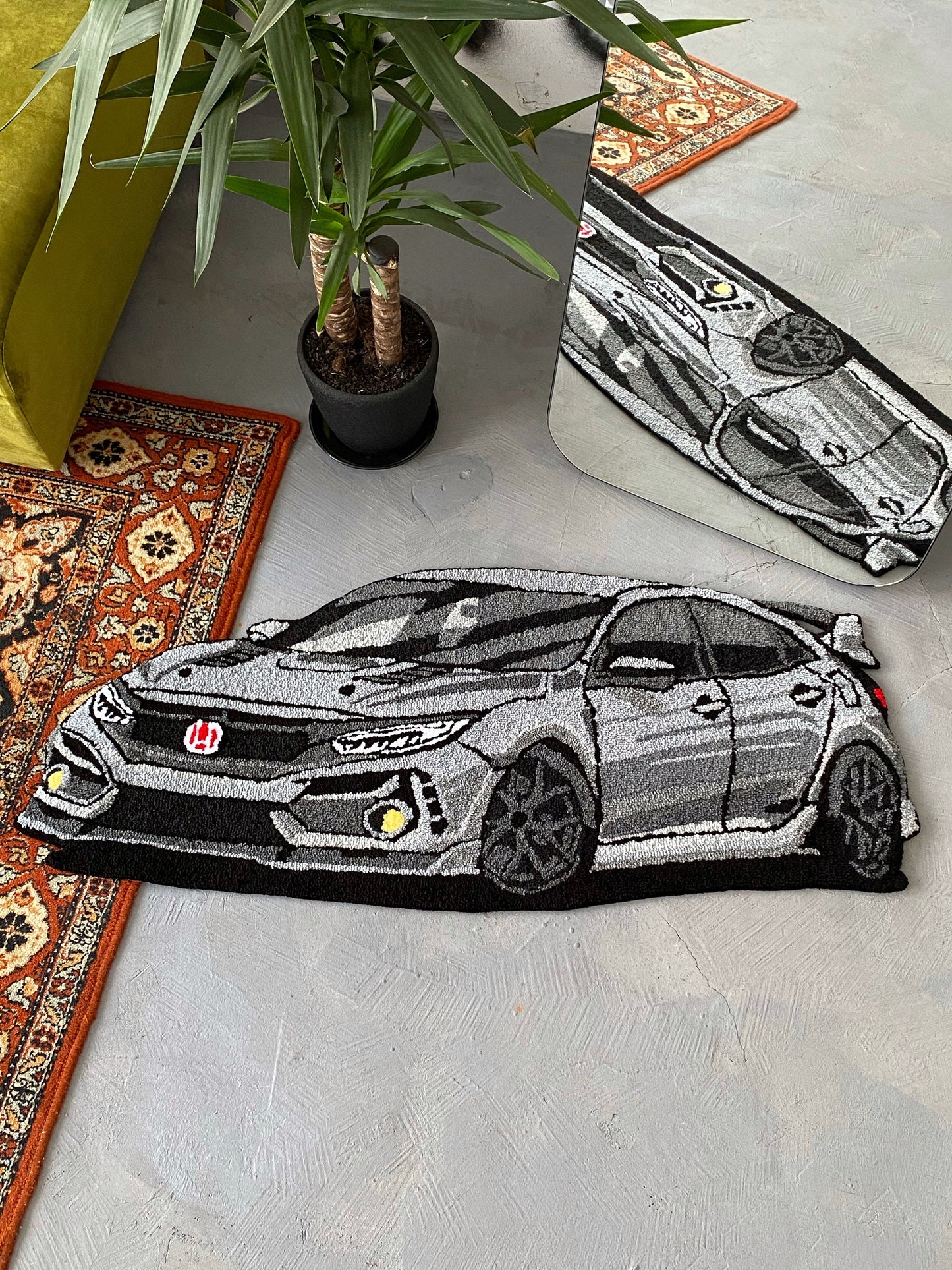 Tufted Car non-slip area rug, Boys' room garage living room decor, Boyfriend gift