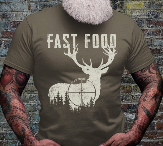 Fast Food Tshirt | Deer Shirt | Hunting T-shirt | Outdoor Scene Shirt | Antler Dad Gift Idea | Hunter Shirts | Camping Scene Tee | Boho Tees