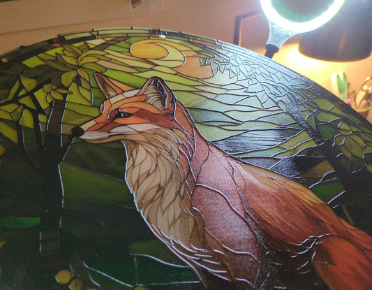 Skater Santa Claus: Stained Glass Style Window Hanging