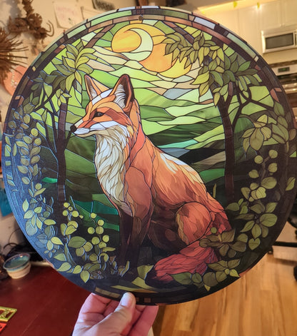 Dope DJ Santa Claus: Stained Glass Style Window Hanging