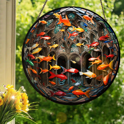 Goldfish Architecture: Stained Glass Style Window Hanging