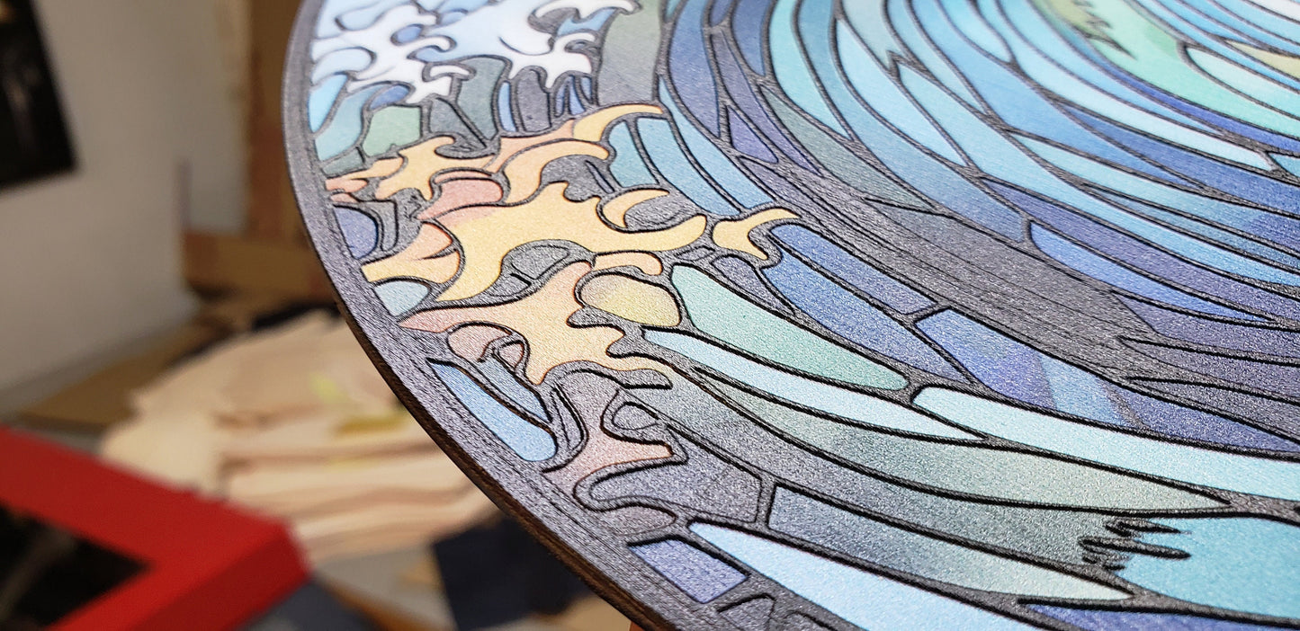Japanese Bay: Stained Glass Style Window Hanging