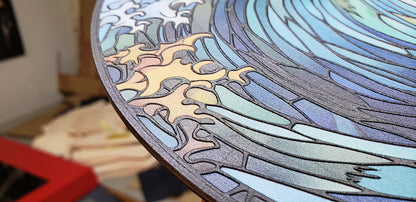 Ocean Waves #1: Stained Glass Style Window Hanging