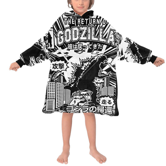 Kids Blanket Hoodie Godzilla Gojira Kaiju