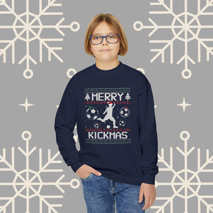 YOUTH Merry Kickmas Ugly Christmas , Funny Christmas Sweatshirt, Youth Soccer Sweatshirt, Kids Soccer Shirt, Soccer Gifts