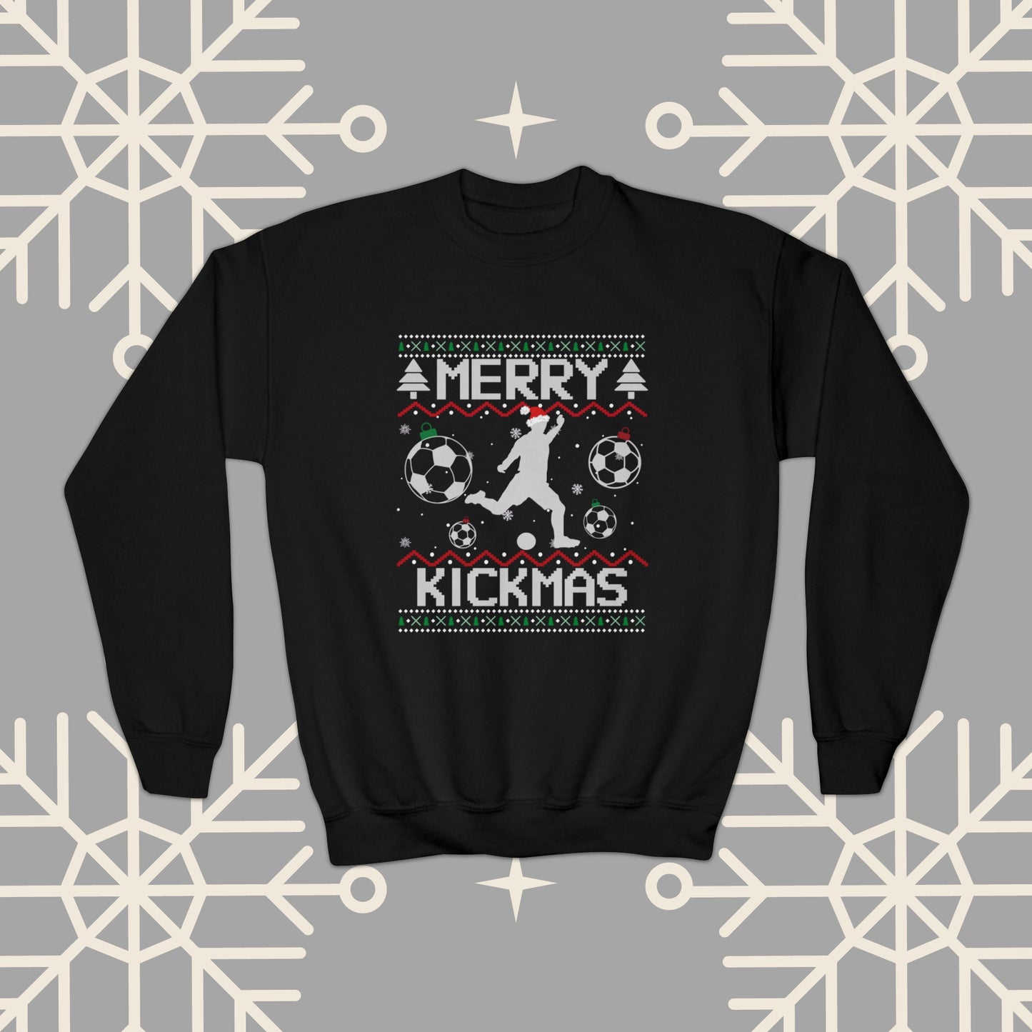 YOUTH Merry Kickmas Ugly Christmas , Funny Christmas Sweatshirt, Youth Soccer Sweatshirt, Kids Soccer Shirt, Soccer Gifts