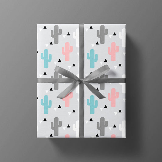 Cactus Wrapping Paper A2 - Plant Wrapping Paper - Grey Gift Wrap - Fun Wrapping Paper - Plant Gift - Cactus Gifts
