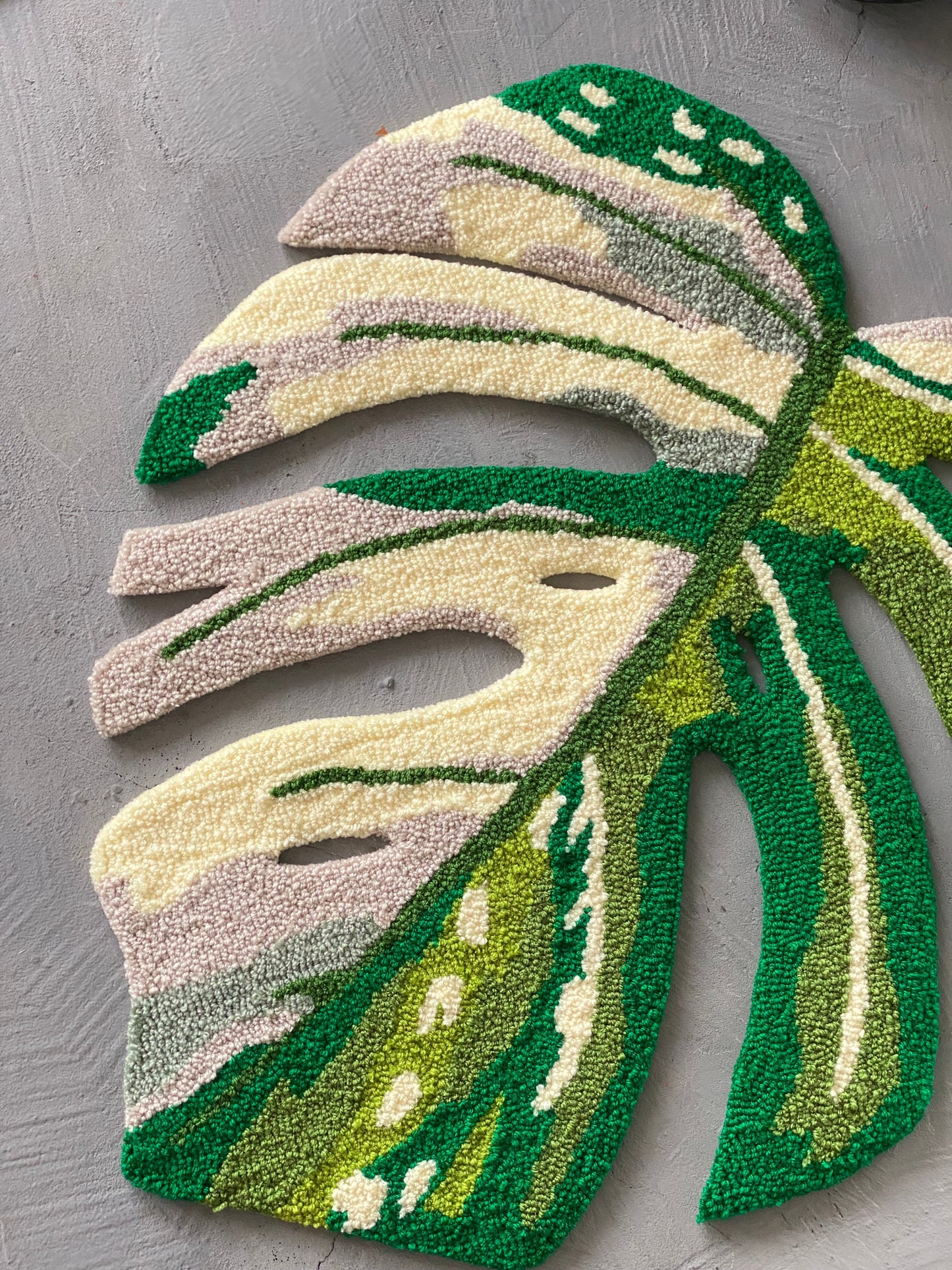 Monstera leaf white moss Rug, Plant leaf bedroom aesthetic decor, Living room floor mat, Non-slip rug, Gift idea, Aesthetic rug