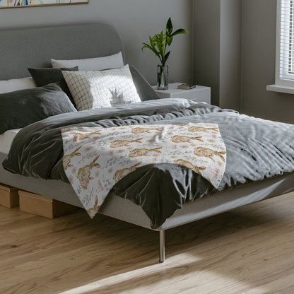 Bunny Throw Blanket Easter Home Decor, Spring Home Decor, Easter Bunny Velveteen Minky Blanket, Spring Bunny Bedspread, Easter Bunny Bedding