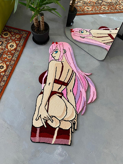 Anime Girl Rug, Tufted Anime Character Rug,  Modern Rug, bedroom floor mat, Anime Fan Gift, Aesthetic Rug, Non-slip rug
