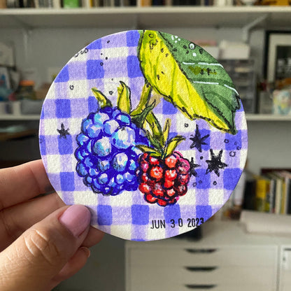 Summer Berries Original Mixed Media Drawing | Round Marker Drawing on Paper