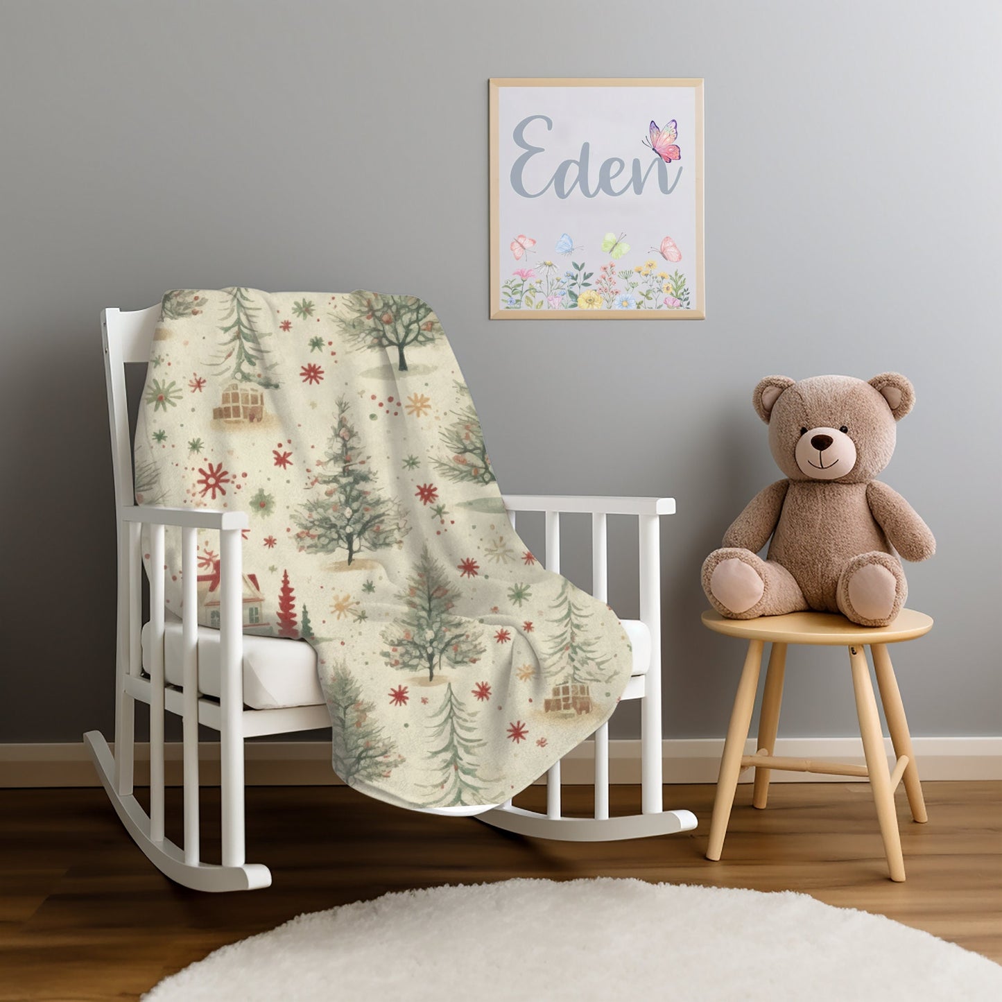 Christmas Throw Blanket Retro Christmas Village Soft Minky Blanket, Christmas Decor for the Living Room, Christmas Bedding Holiday Fleece