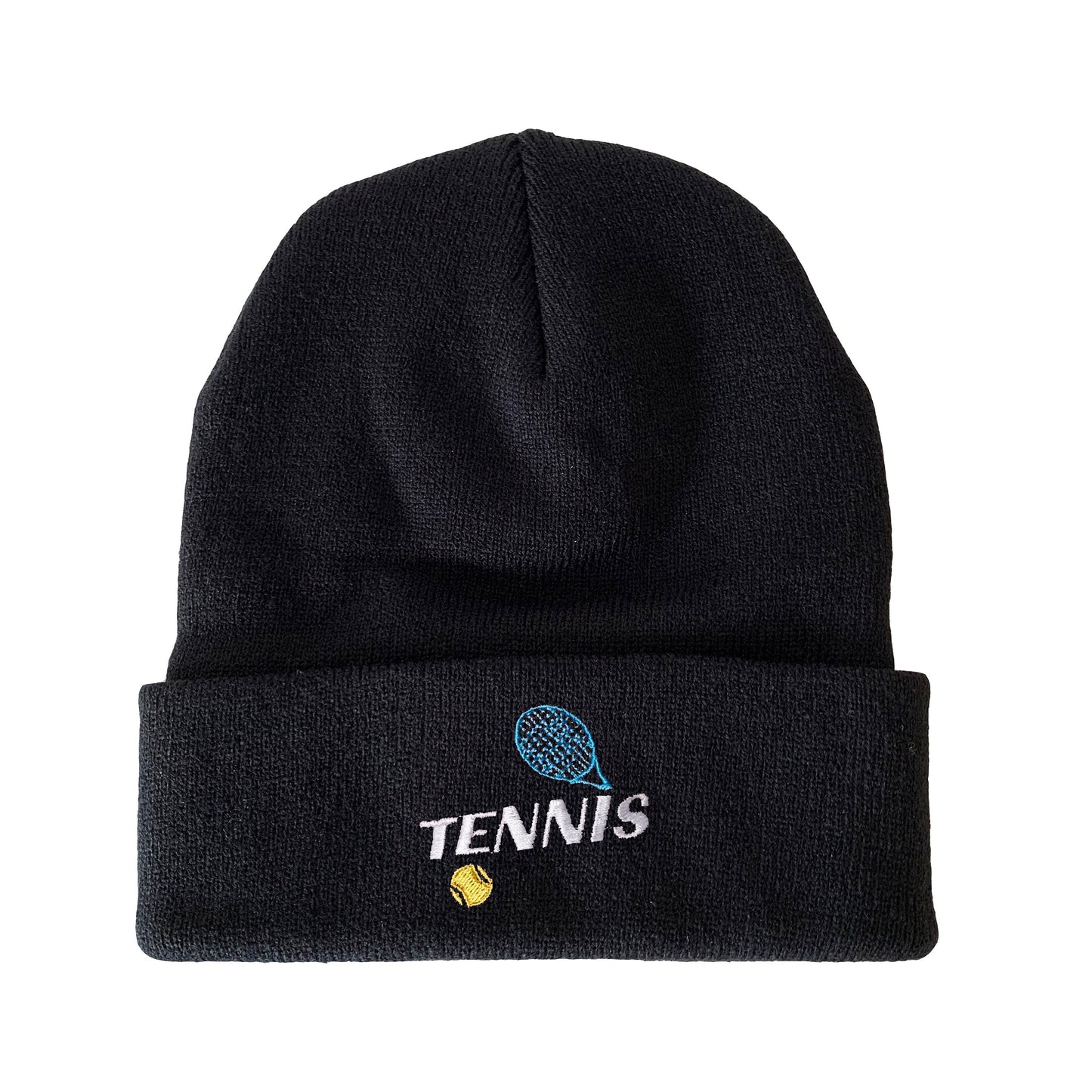 Tennis Ball & Raquet Embroidered Beanie Kiss Beanie Winter Beanie
