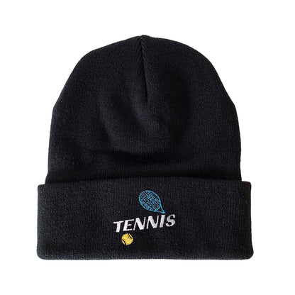 Tennis Ball & Raquet Embroidered Beanie Kiss Beanie Winter Beanie