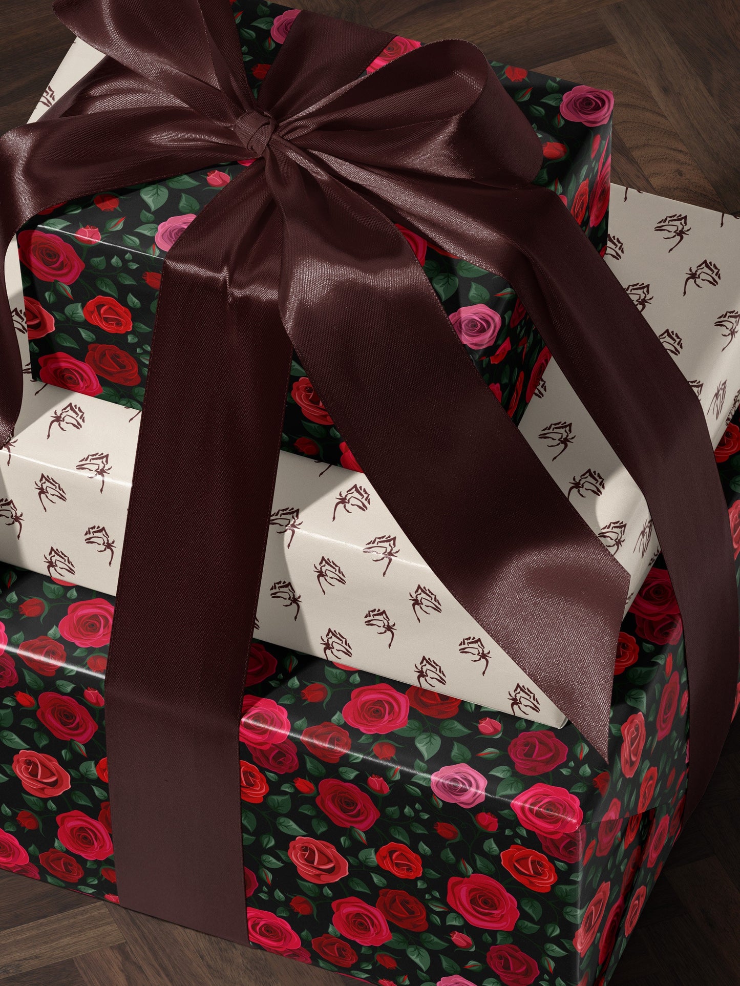 Red Floral Wrapping Paper Rose Gift Wrap Wedding Gift Birthday Present Wrapping Romantic Gift for Her Holiday Wrapping Paper Lovely Design