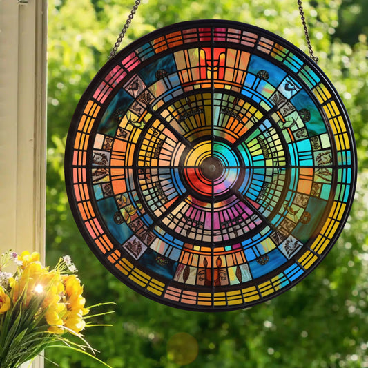 Concentric Circles: Stained Glass Style Window Hanging