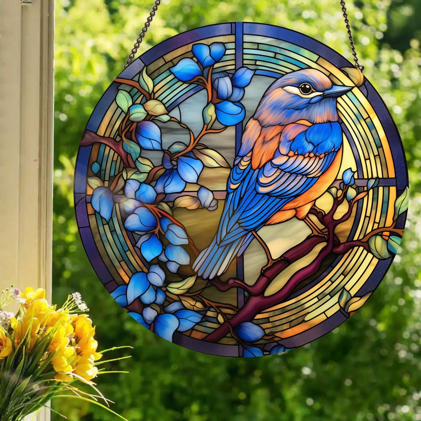Bluebird: Stained Glass Style Window Hanging