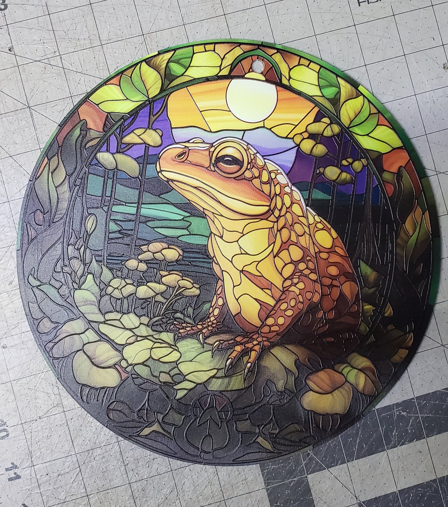 Forest Toad: Stained Glass Style Window Hanging