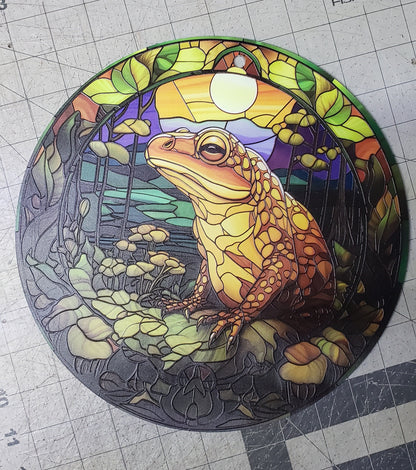 Forest Toad: Stained Glass Style Window Hanging