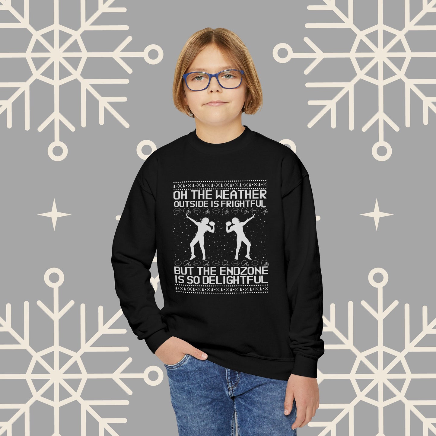 Youth Christmas Football Sweatshirt, Kids Football Ugly Christmas , Funny Christmas , Football Christmas Gifts