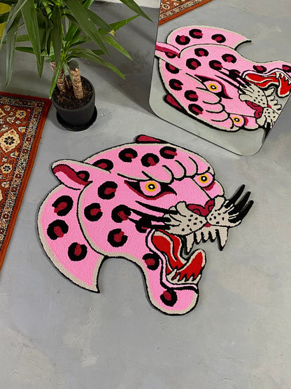 Pink Panther Tufted Rug, Pink Panther Area Rug, Living room floor mat, Personalized Tufted Rug, Bedroom Rug, Tibetian tiger rug