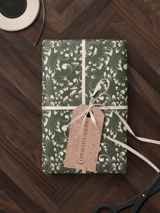 Green Wedding Wrapping Paper Classy Gift Wrap Anniversary Wrapping Paper Elegant Gift Wrap Wedding Gift Wrap Special Occasion Gift Wrap